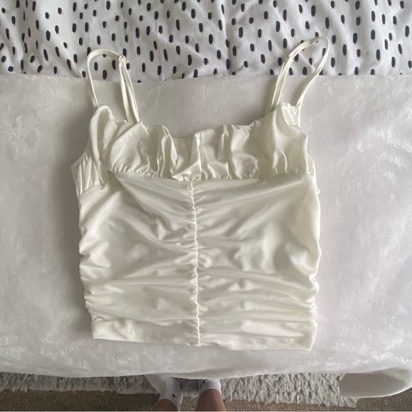 Urban Outfitters White Rouched Tank - Picture 1 of 6